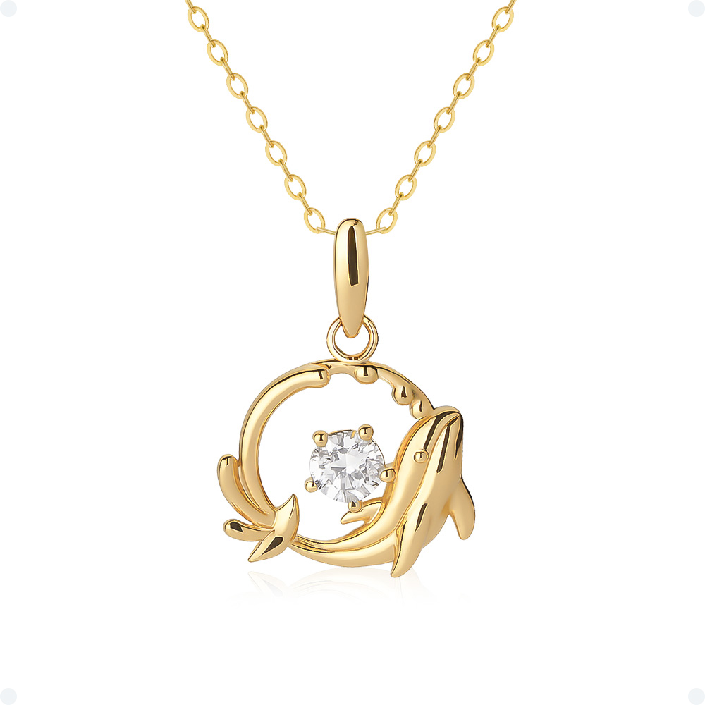 쥬넬 [선물포장] 14K 행운기원 고래 큐빅 포인트 드롭 팬던트 체인 금 목걸이 가정의달 어린이날 어버이날 생일 선물 179,900원