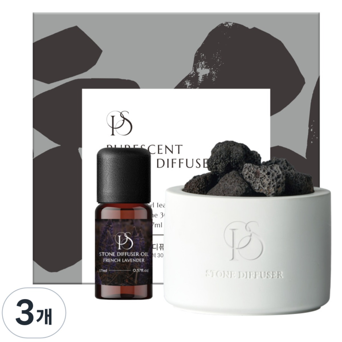 퓨레센트 스톤 디퓨저 화산석 방향제, 3개, 17ml, 포레스트가든, 현재가 57,100원