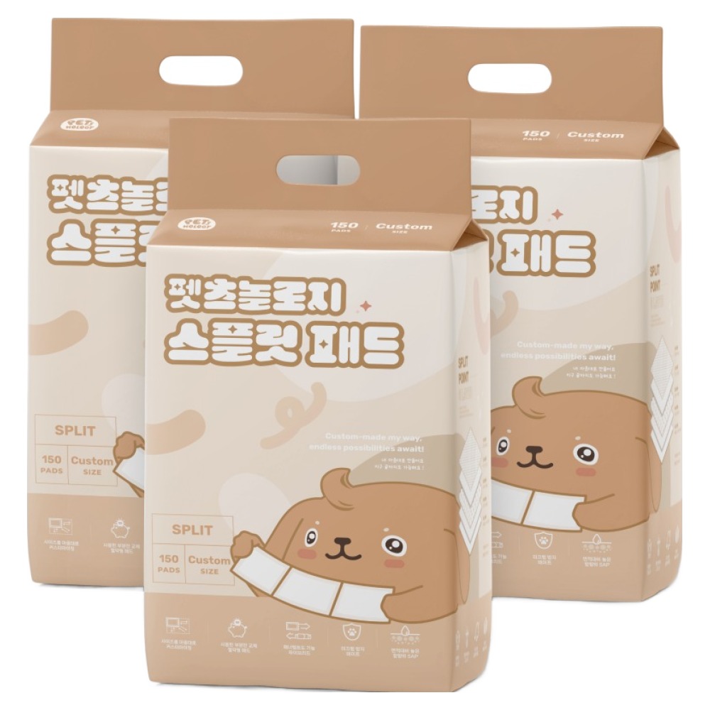 펫츠놀로지 강아지 사용한 부분만 교체하는 스플릿 배변패드, 150개입, 3개 57,000원
