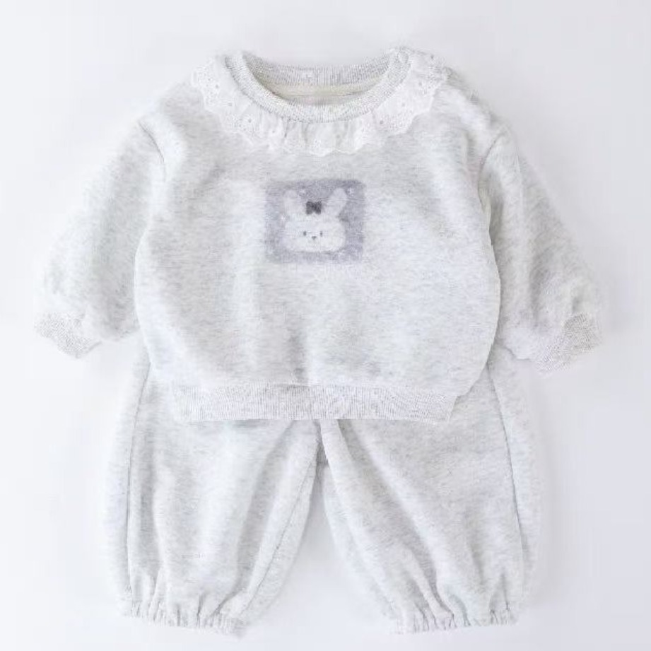 유아 아기옷 봄 가을 외출복 레이스 토끼맨투맨 트레이닝 상하의 세트 35,000원