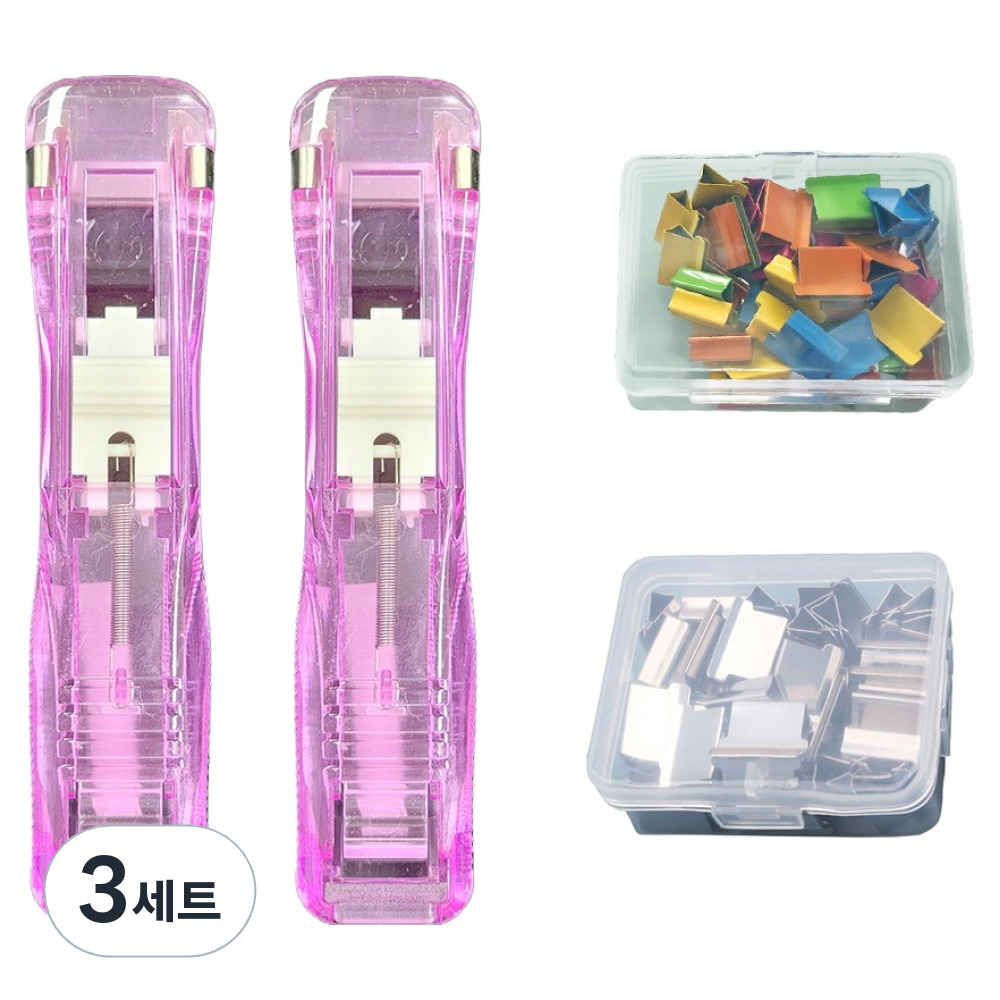 문구담 푸시 클립퍼 2p + 기본 클립 + 컬러 클립 진핑크 세트, 3세트 23,040원