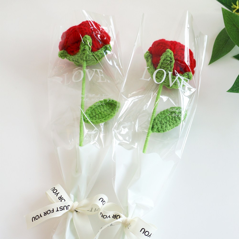 (당일발송) 이지유 뜨개 꽃 DIY 포장리본 세트 시들지않는 졸업식 화이트데이 프로포즈 선물, 2개, 레드 장미 9,460원