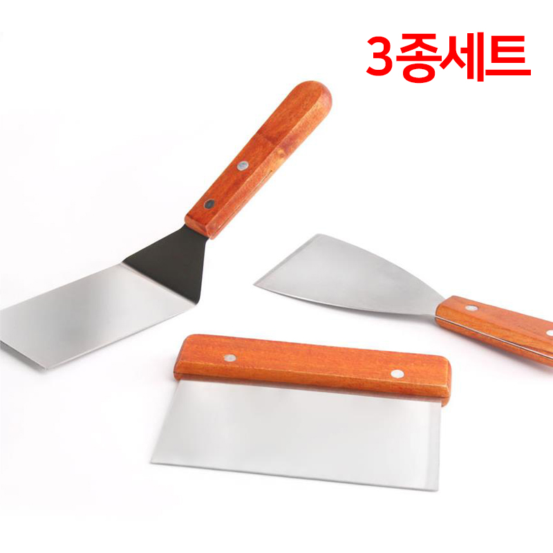 우드 사각 스패치 3종 세트 철판 스크래퍼 나무손잡이 뒤집개 피자서버 패티 피자스푼 스끼바, 1개, 단일 9,850원