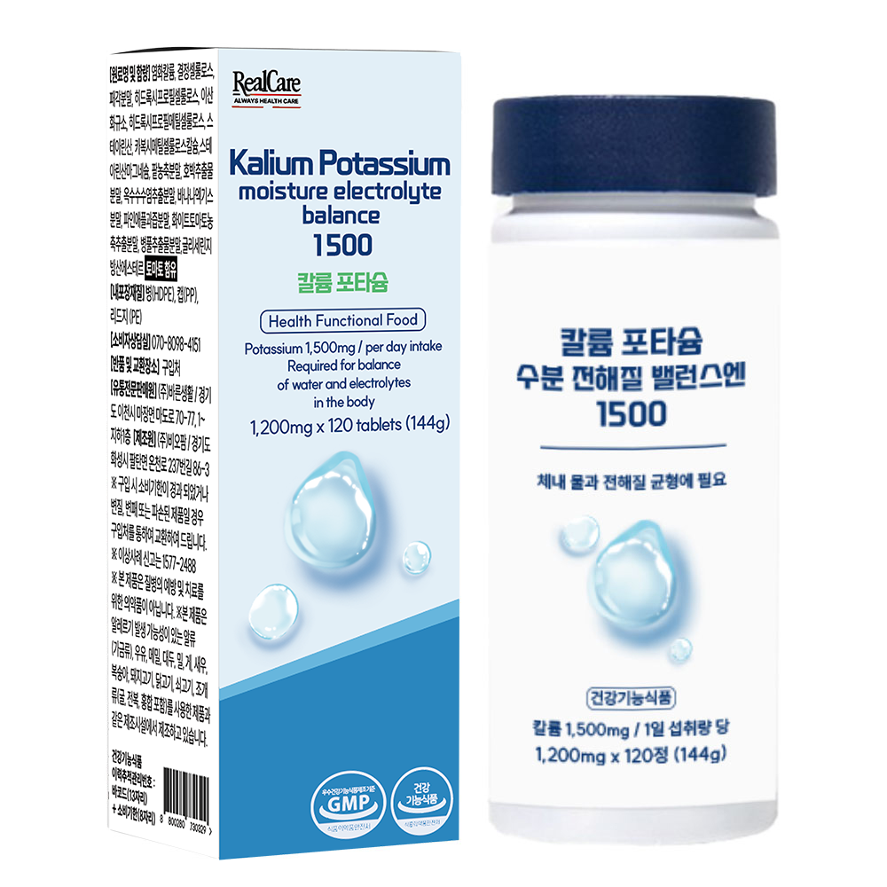 리얼케어 칼륨 포타슘 수분 전해질 밸런스엔 1500 144g, 1개, 120정 10,900원