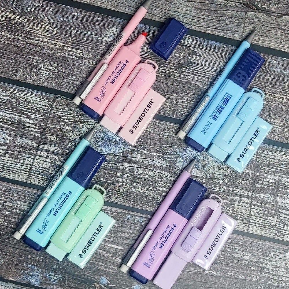 스테들러 파스텔 Stationery(형광펜+샤프펜슬+슬라이딩 지우개+리필) 기획 4종세트 9,640원