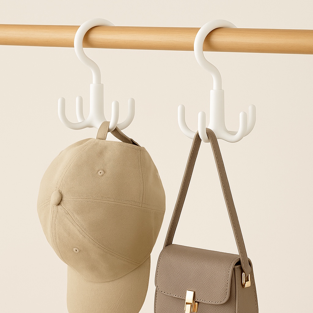 아즈몰 360도 회전 옷걸이 후크 4구 다용도 옷장 모자 가방 정리 행거 2PCS, 1개, 화이트 12,900원