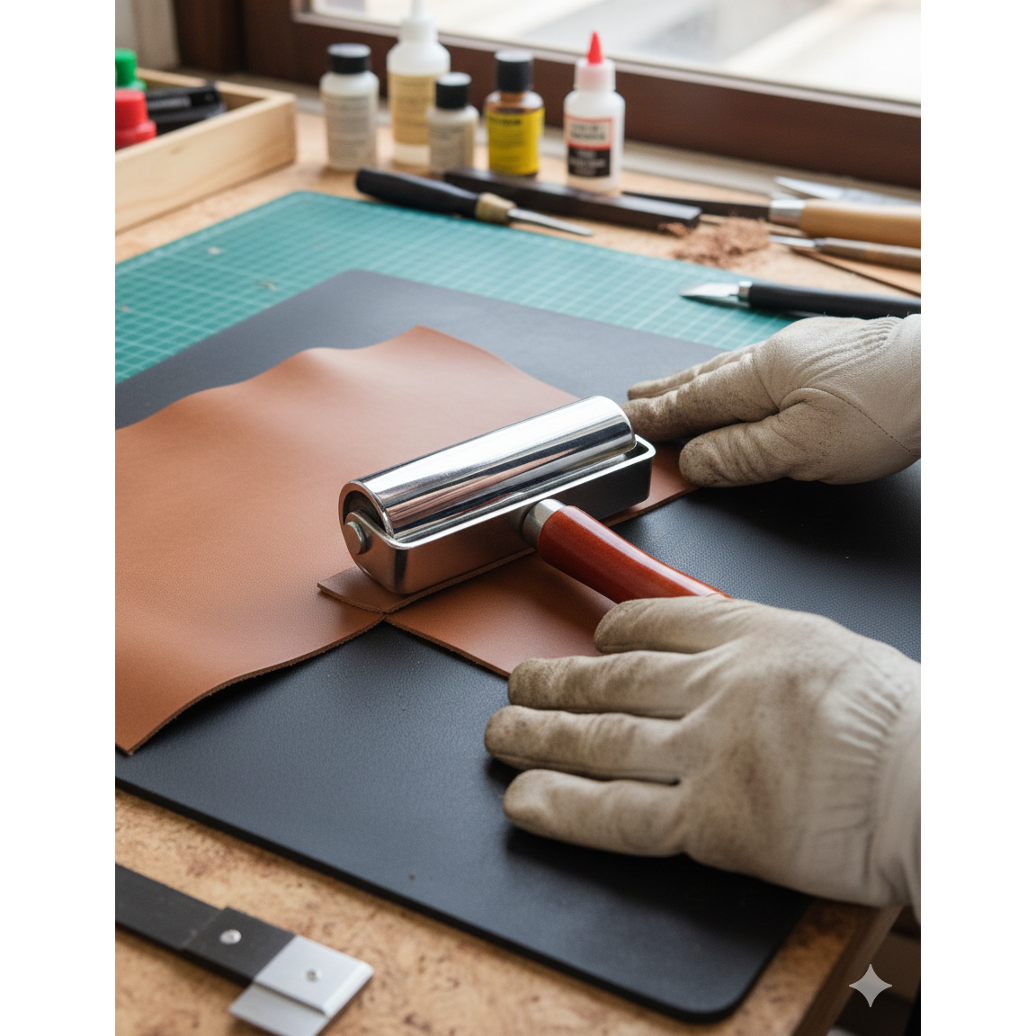 핸드프레스 100mm 스탬프, 왁스작업, 가죽, 캔버스 접착 시 재료 붙이는 롤러, 1개 10,500원