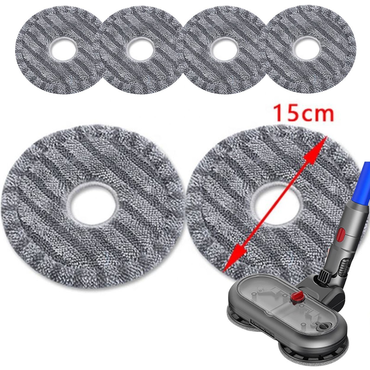 다이슨 LG A9 삼성제트 두툼 초극세사 물걸레청소기 패드 소형 15cm 16cm 호환 살균패드 그레이  2세트 4매 찌든때용 리필 타사호환 14,900원