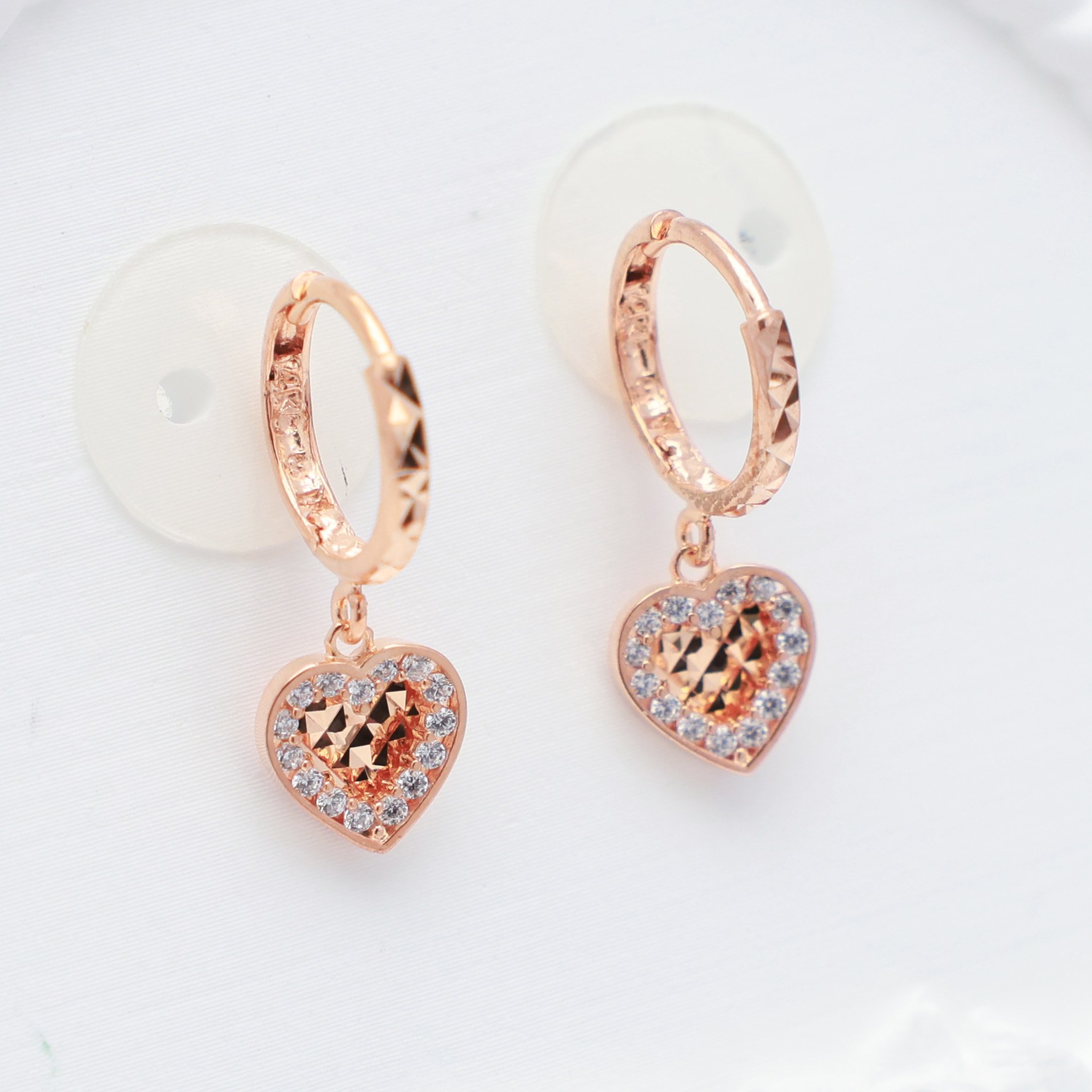 14k 18k 로즈골드 금 귀걸이 하트 딸랑이 원터치 데일리 다이아 컷팅 선물 심플 (E716)체리스쥬얼리 334,960원