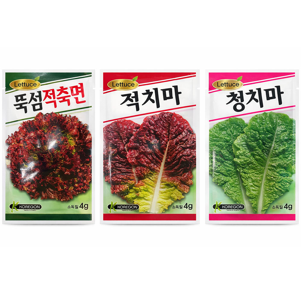 상추 씨앗 3종 적치마 청치마 뚝섬적축면 각 3000립 세트, 1개 6,500원