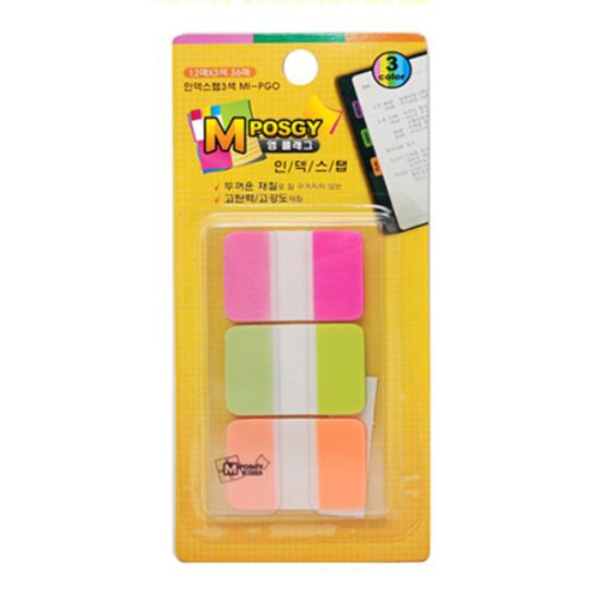 M시리즈 M플래그 인덱스탭3색 지그재그 MI-PGO 38x25mm 12매x3색 3,300원