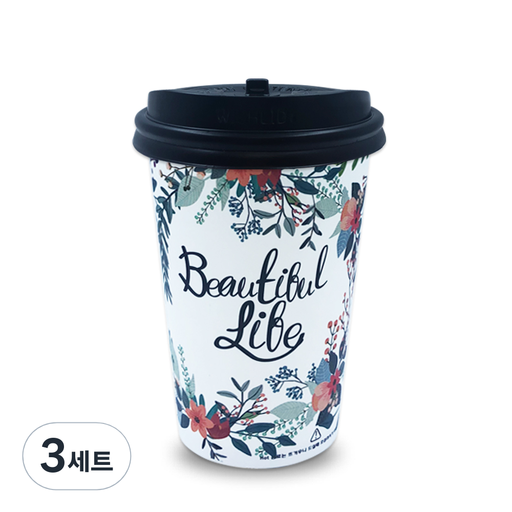 투고팩 플라워 종이컵 380ml + 개폐형뚜껑, 100개입, 3세트 40,740원