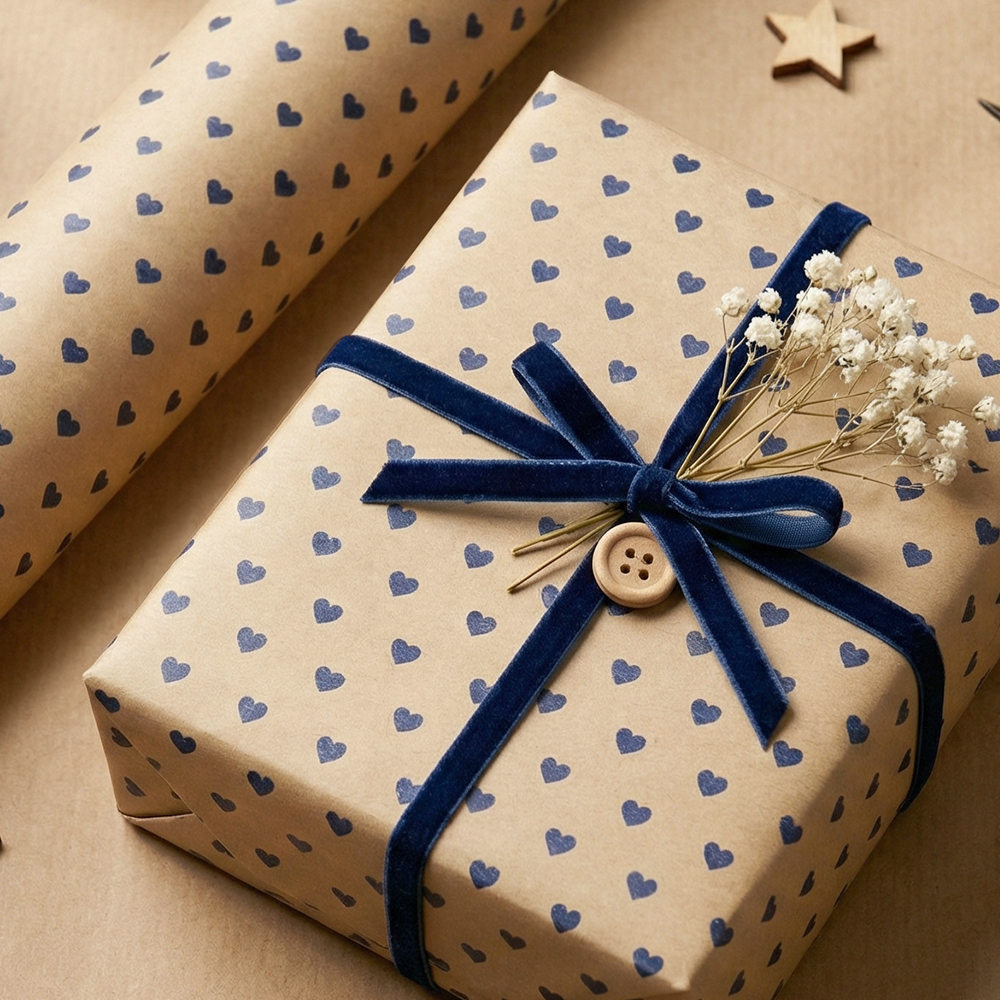 좋은기븐 포인트하트 종이롤 포장지, 크라프트 청색, 1개 7,000원