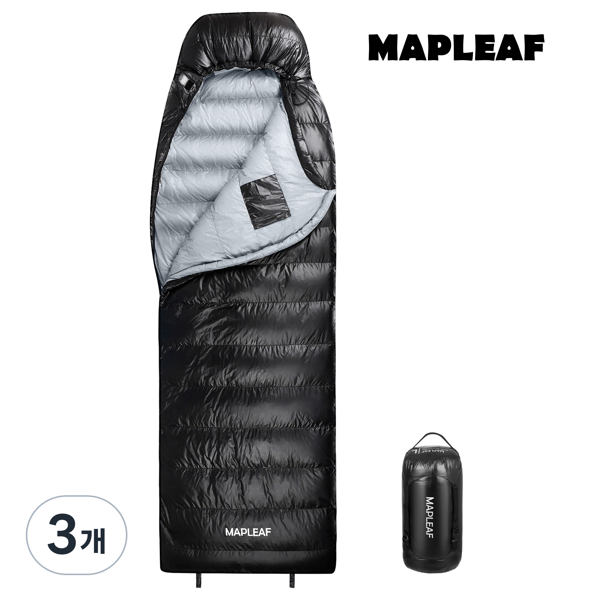 Mapleaf 650FP 덕다운 침낭 사각 봉투형 후드형 20D 나일론 방수 경량 캠핑 침낭 쾌적한 영상 4도에서 영하 1도 479,950원
