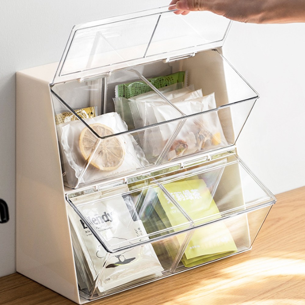 깔끔정리 티백정리함 캡슐보관함 다용도 4구 덮개형, 화이트(1P), 1개 15,200원