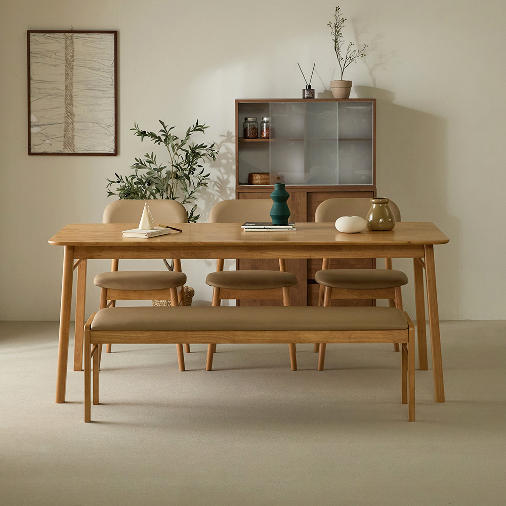 코린 원목식탁 6인용 1800 + 의자3p + 벤치 세트 방문설치, 내추럴, 일반 3 + 벤치 1 976,000원