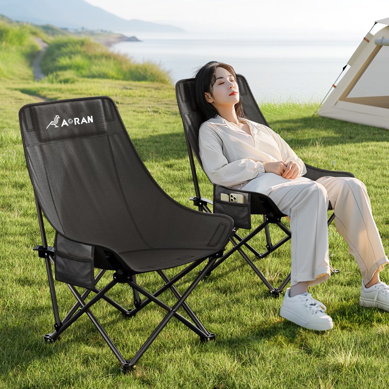 AORAN 아웃도어 릴렉스 접이식 캠핑 의자, 검은색, 2개 37,900원