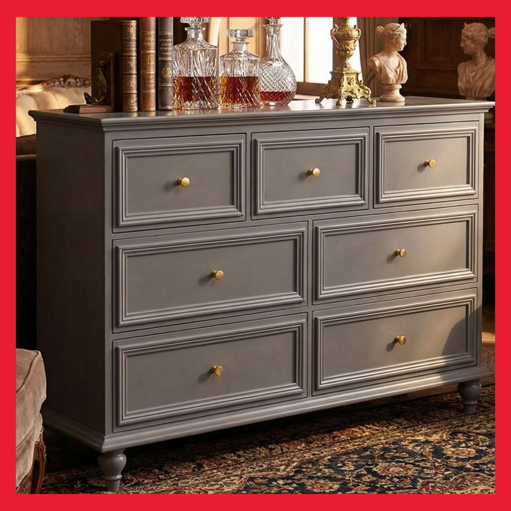 [공간담다] 엔틱 서랍장 거실장 인테리어 침실 옷장 콘솔 고가구, 7개, 그레이 593,000원