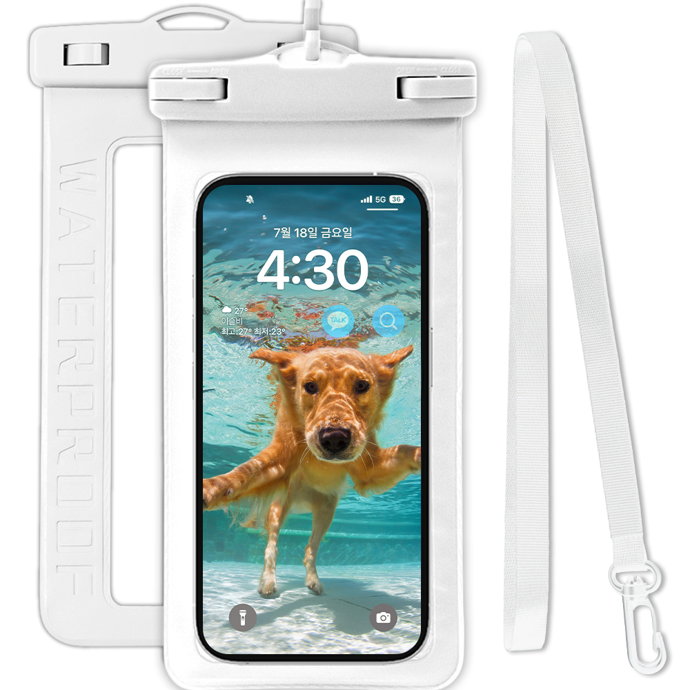 누아트 4중잠금 핸드폰 물놀이 방수팩 + 넥스트랩, 화이트 + 화이트, 1개 7,500원