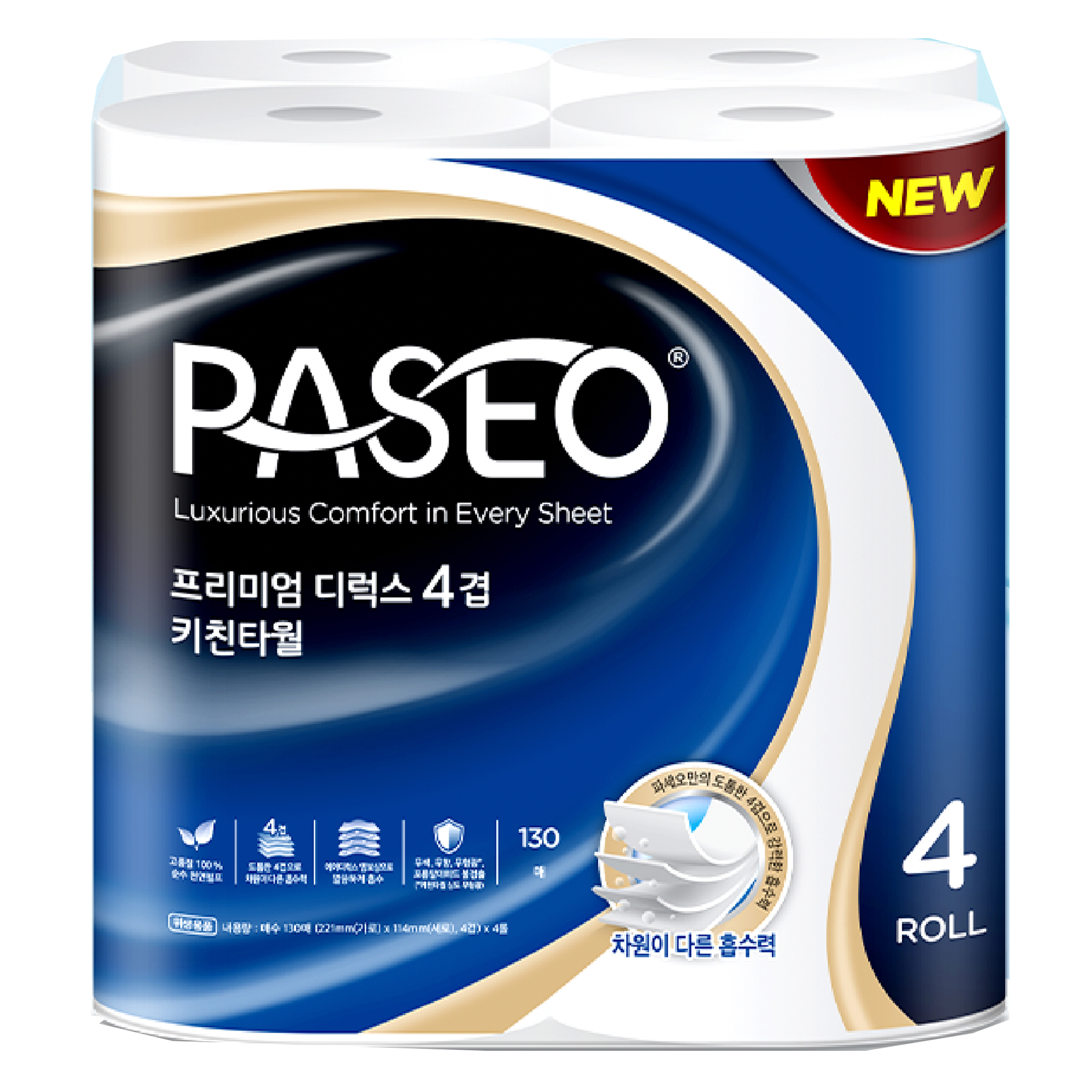 파세오 프리미엄 디럭스 4겹 천연펄프 키친타올 11,600원