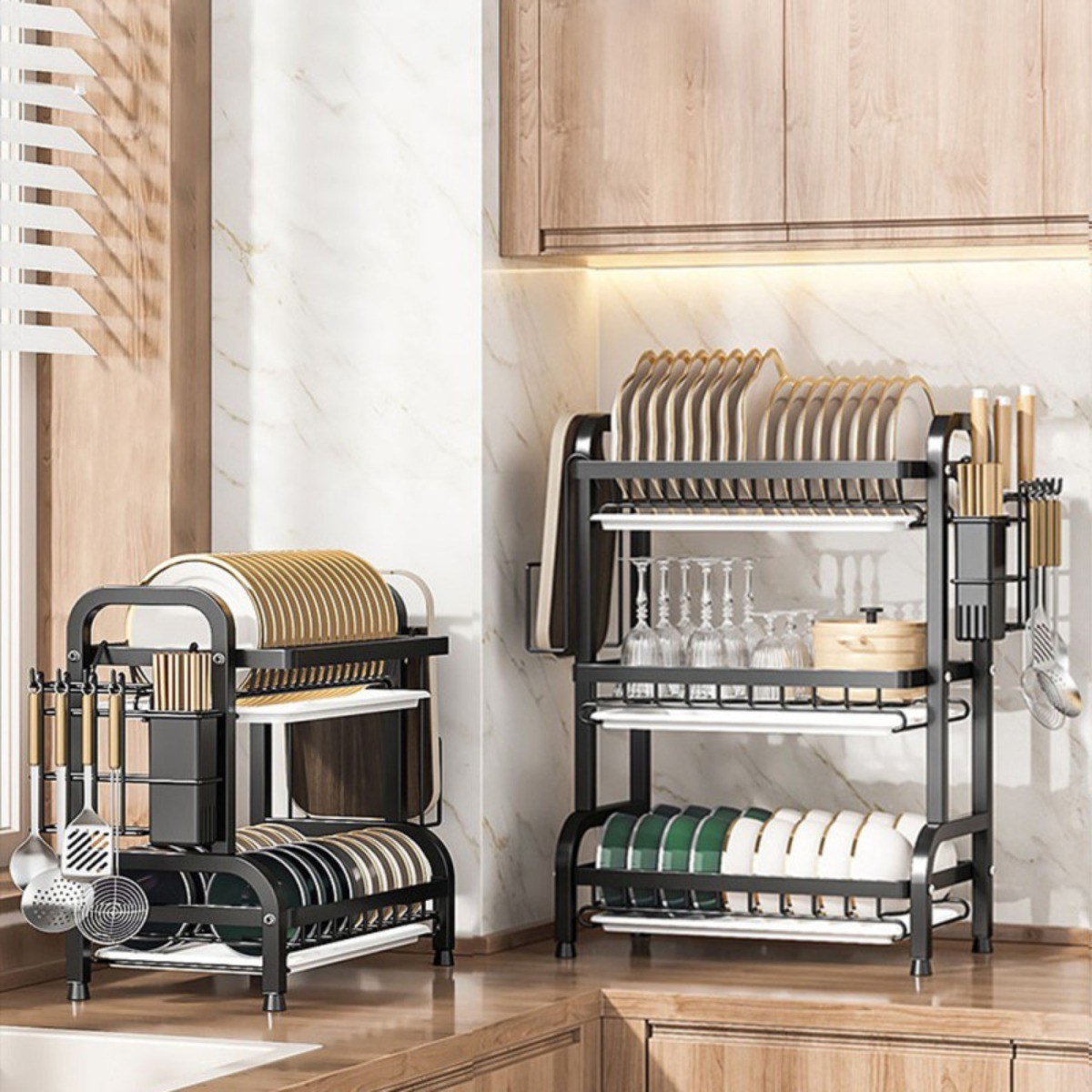 집이야기 식기건조대 접시정리 2단 3단, 1개, 블랙 이중 42CM 호화형 35,900원