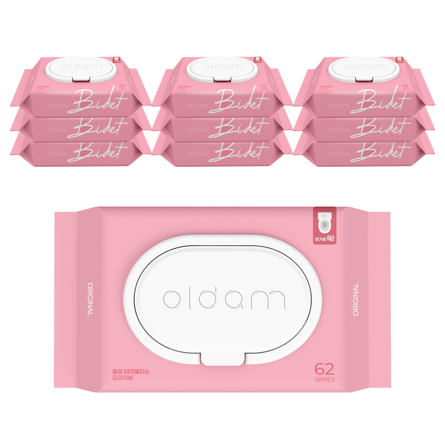 올담 오리지널 비데물티슈 캡형, 70g, 62매, 10개 16,500원