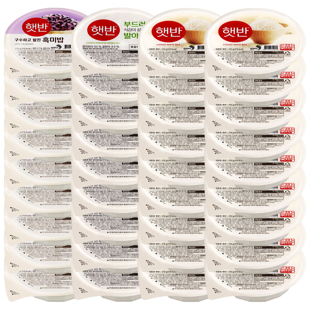 cj 햇반 200g 18개+발아현미 9개+흑미밥 9개(총36) 47,500원