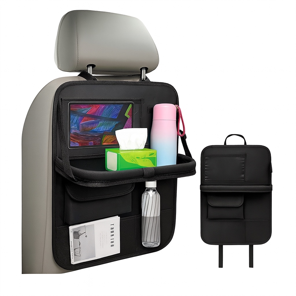 아즈몰 차량 뒷좌석 시트백 정리함 테이블 포함 수납 다용도 멀티포켓, 블랙 17,900원