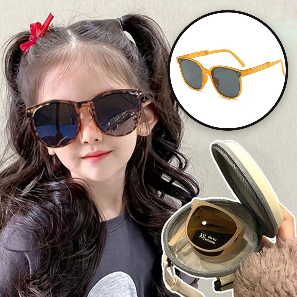 팬시온 아동 접이식 선글라스 뿔테 폴딩 선글라스 자외선 블루라이트 차단 가죽 케이스 증정 7,900원