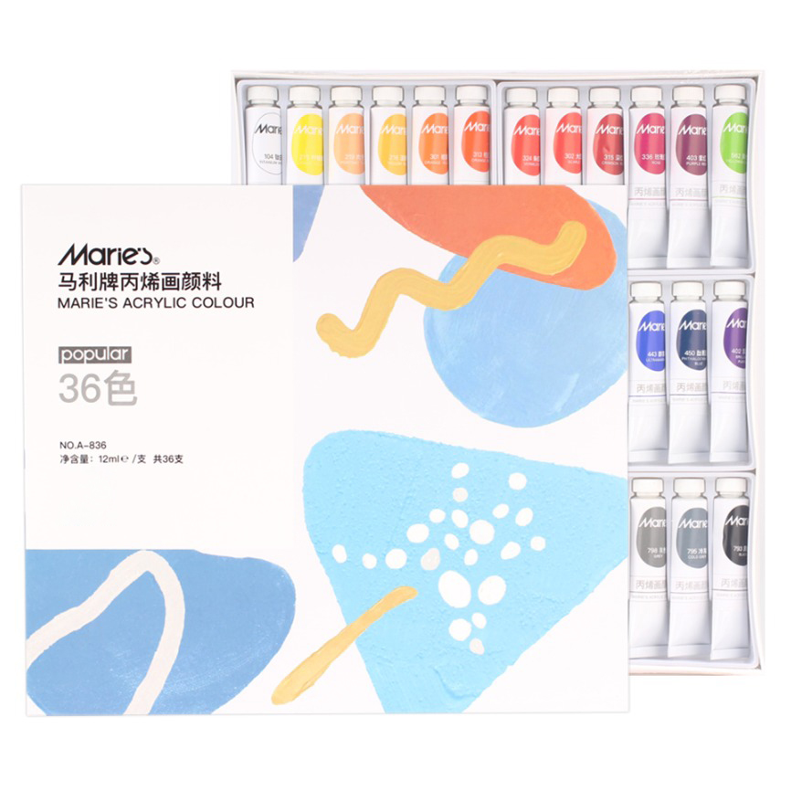 마리에스 시나아트 아크릴물감 12ml 세트 A-836, 432ml, 36색 19,900원