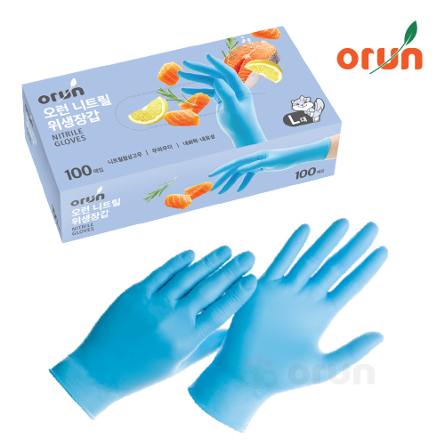[오런장갑] 오런 블루 니트릴 위생장갑 100매, 블루, 대, 4개 29,600원