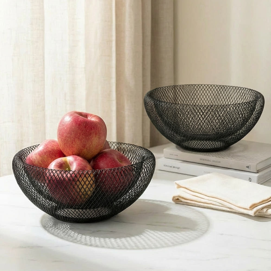 포니홈 원형 철제 바구니 과일 와이어 바스켓, 1개, 블랙 9,900원