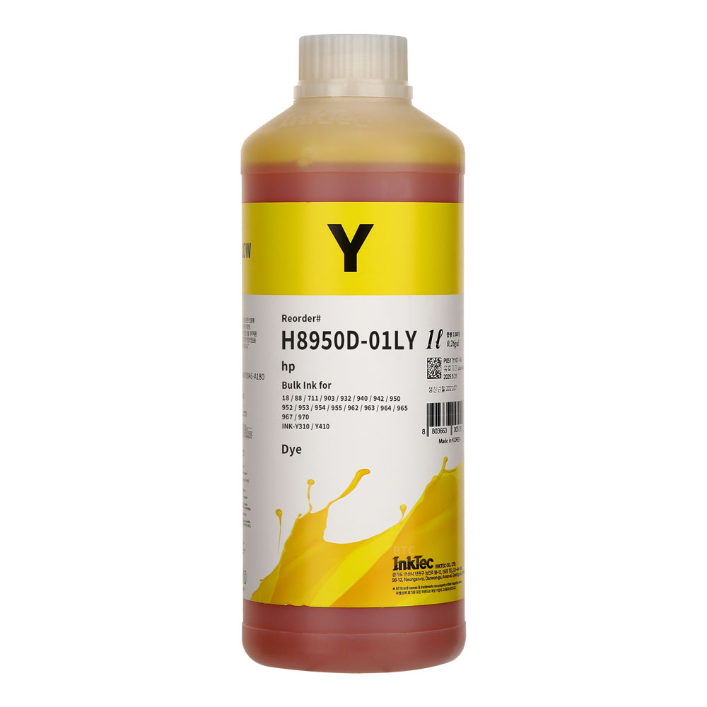 잉크테크 1리터 HP officejet pro 8100 8600 8610 8710 8210 7740 무한리필잉크, 노랑염료(H8950D)  1리터, 1개 10,500원
