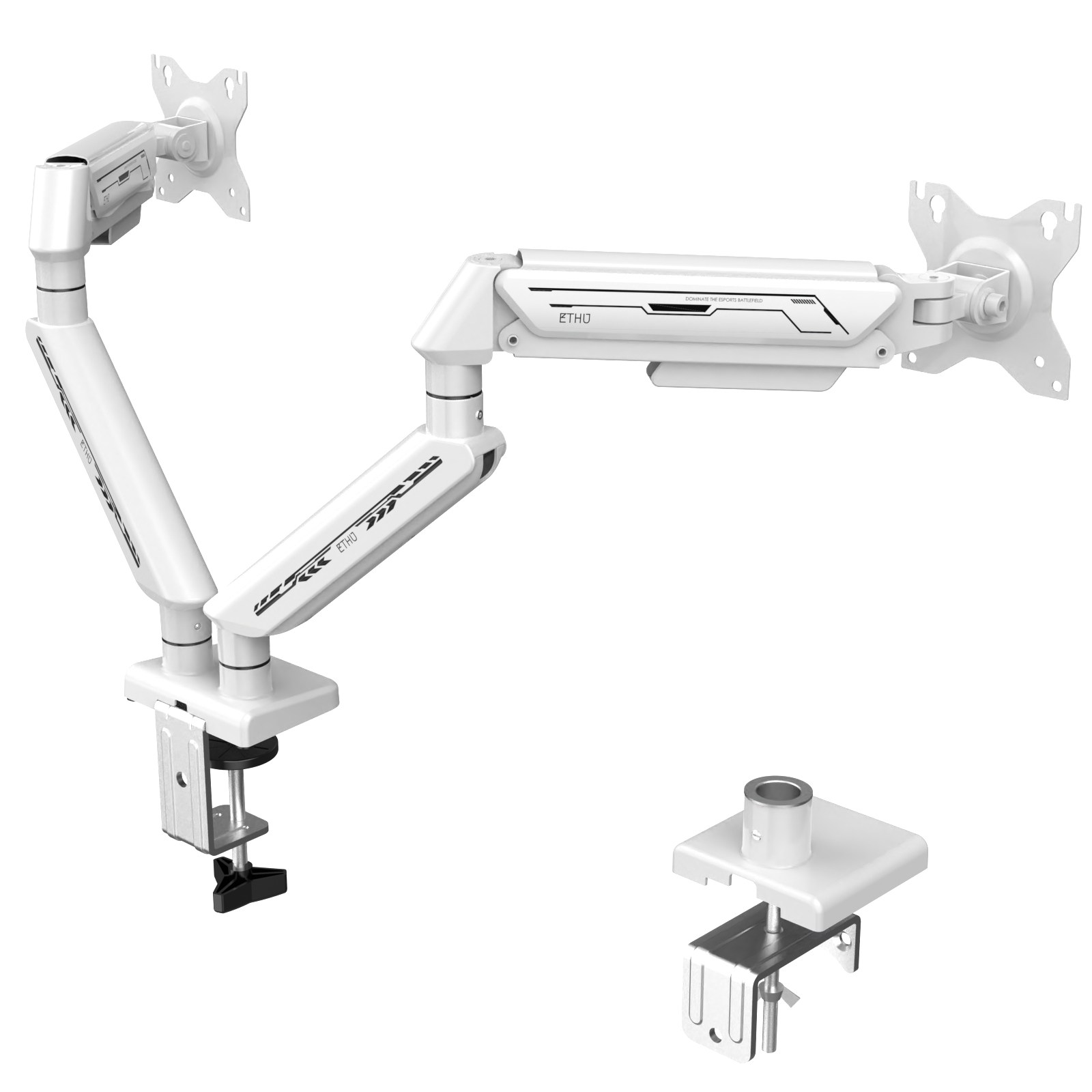 ETHU 모니터 암 싱글 듀얼 고중량 17~45인치 대형 화면 컴퓨터 지원 게이밍 스타일, 2개, White 56,330원
