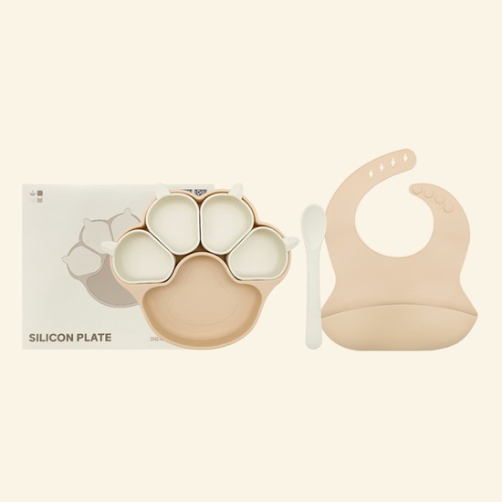 허밍베베 실리콘 이유식 얌얌 스탠다드 야옹이 유아 식판 세트 31,500원