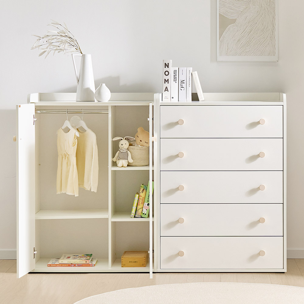 아씨방가구 몽이 E0 베이비장 아기옷장 세트 1600 (선반+서랍) 299,000원