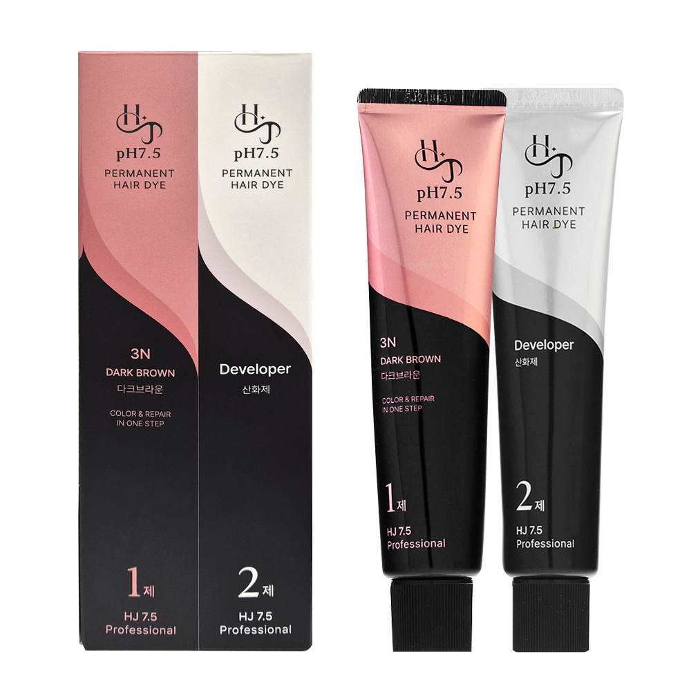 HJ pH7.5 중성 전체 염색약 셀프 뿌리염색 흰머리 새치커버 저자극 염모제, 다크브라운, 1개 17,000원