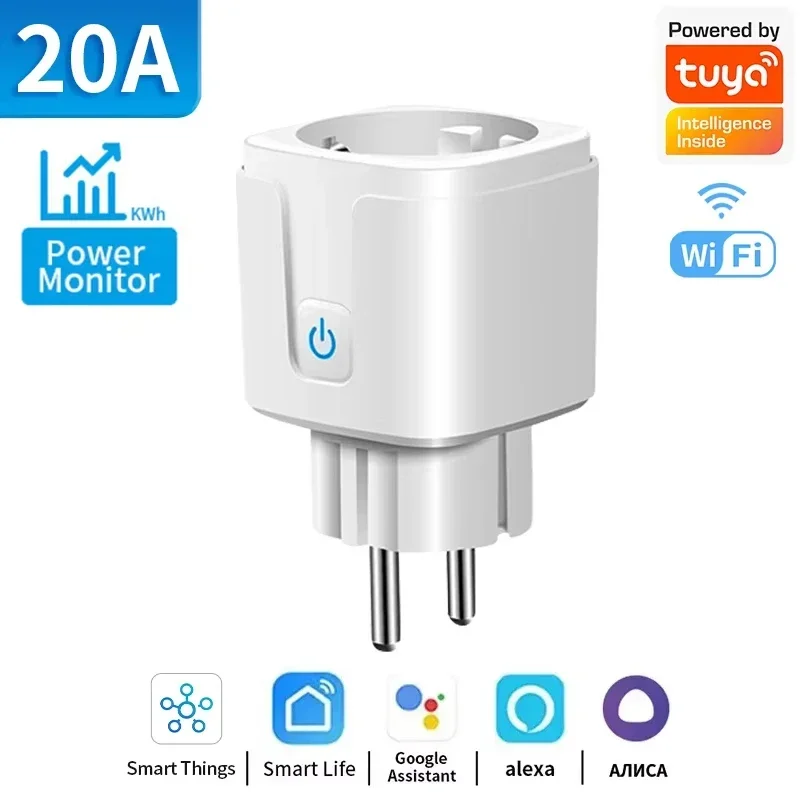 Tuya 스마트 WiFi ZigBee 3.0 플러그 EU 소켓 16A/20A 전원 모니터 타이머 기능 Alexa Google 홈 라이프용 15,000원
