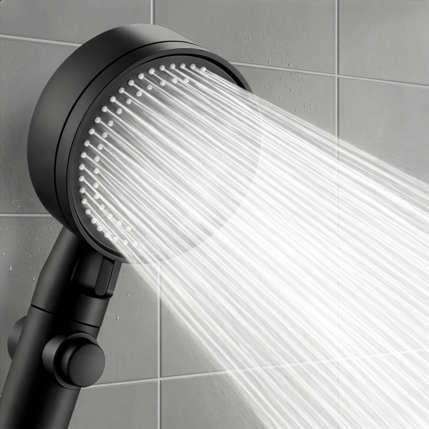 공온 6단 폭풍수압 집중분사 온오프 원터치 샤워기 헤드, 메탈 블랙, 1개, 현재가 11,700원