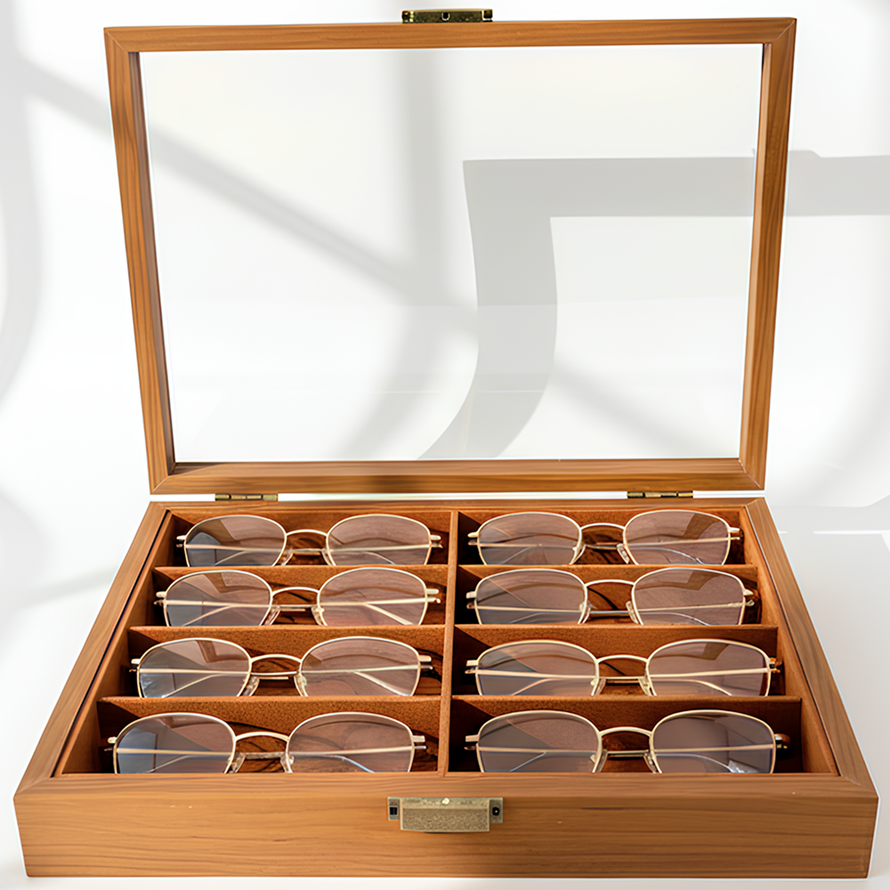 안보락 안경 선글라스 보관함 정리함 수납함, 1개, 8구 원목 스웨이드 브라운 20,800원