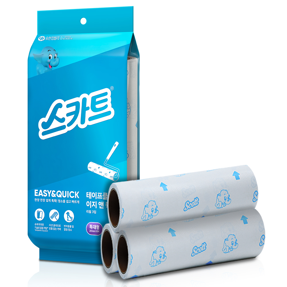 유한킴벌리 스카트 테이프클리너 이지앤퀵 리필 3입, 1개 10,250원