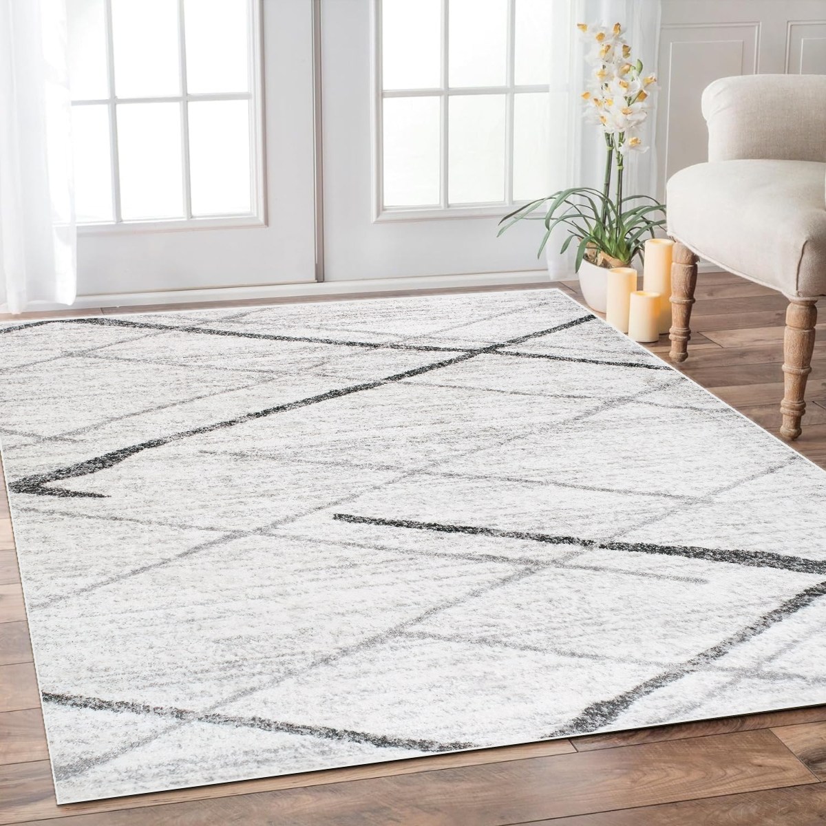 추상적 선 디자인, 미끄럼 방지, 세탁기 사용 가능한 카펫. 침실, 식당, 거실, 복도, 사무실, 주방, 현관에 적합합니다. 79,990원