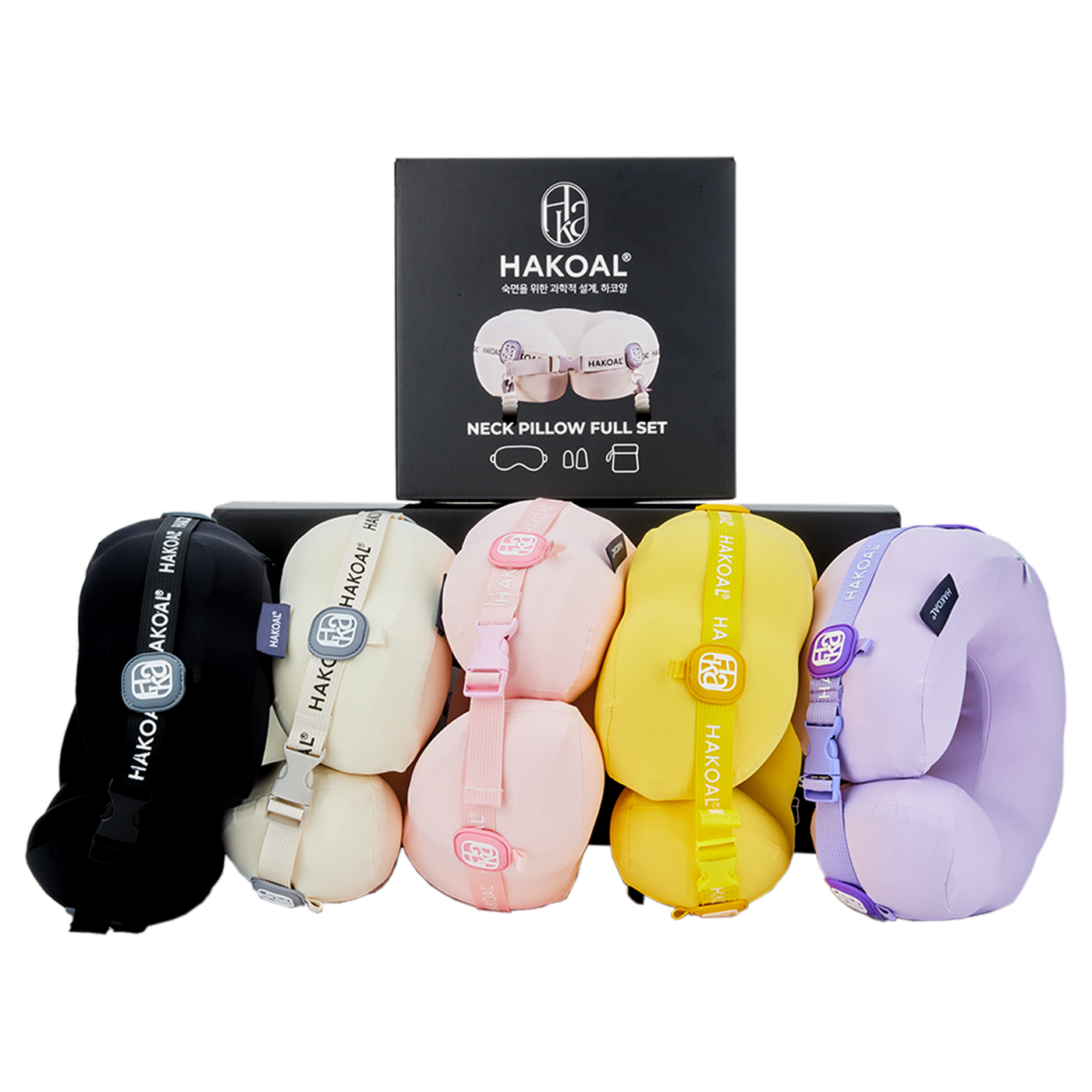 하코알 기내용 여행용 목베개 휴대용 비행기 안대 귀마개 세트, 옐로우 49,000원