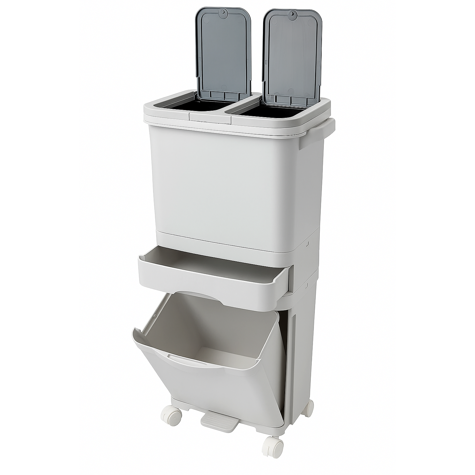 KITCHIBAL 가정용 쓰레기통 3단 주방 분리수거함 이동형 휴지통 37리터 67,090원