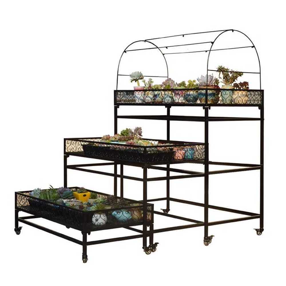 화분 진열대 철제 식물 정리대 베란다 대형 인테리어 선반 다육이, 3단 100x80x120 차양망, 1개 418,200원