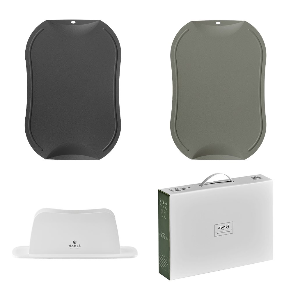 도블레 칼집나지 않는 도마 중 차콜 + 카키 + 거치대 세트, 1세트, 도마 2p + 거치대 43,700원