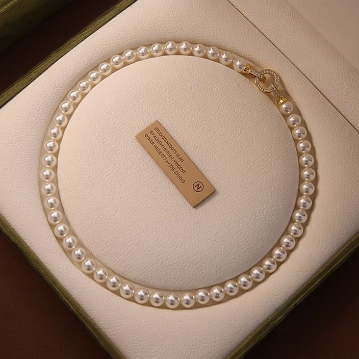 NXNA 천연 진주 목걸이 여 코디 고급스러움 도금 체인 비즈 선물용 품목 8mm CS-XL033 96,300원