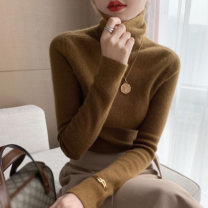 POMTOR 여성 터틀넥 슬림핏 니트 긴팔 이너 티셔츠 9,120원