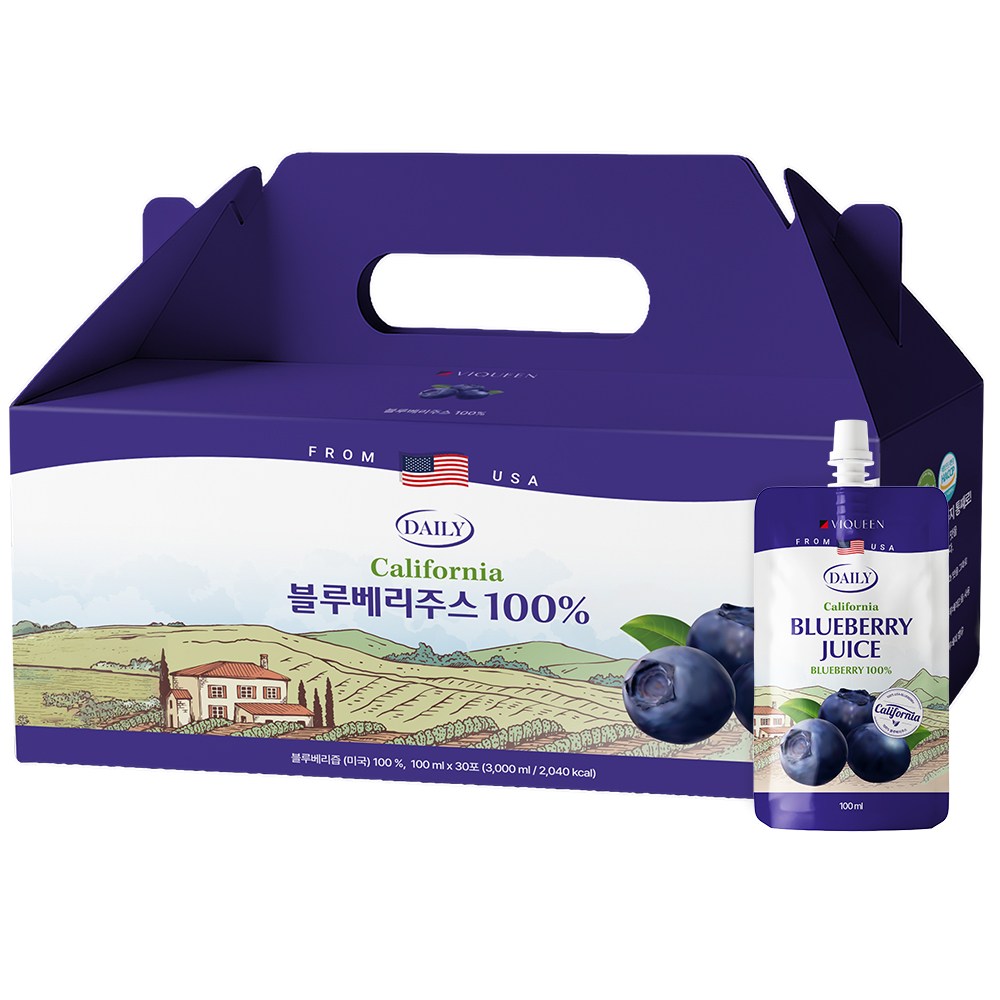 바이퀸 100% 블루베리 주스 즙 원액, 30개, 100ml 28,900원