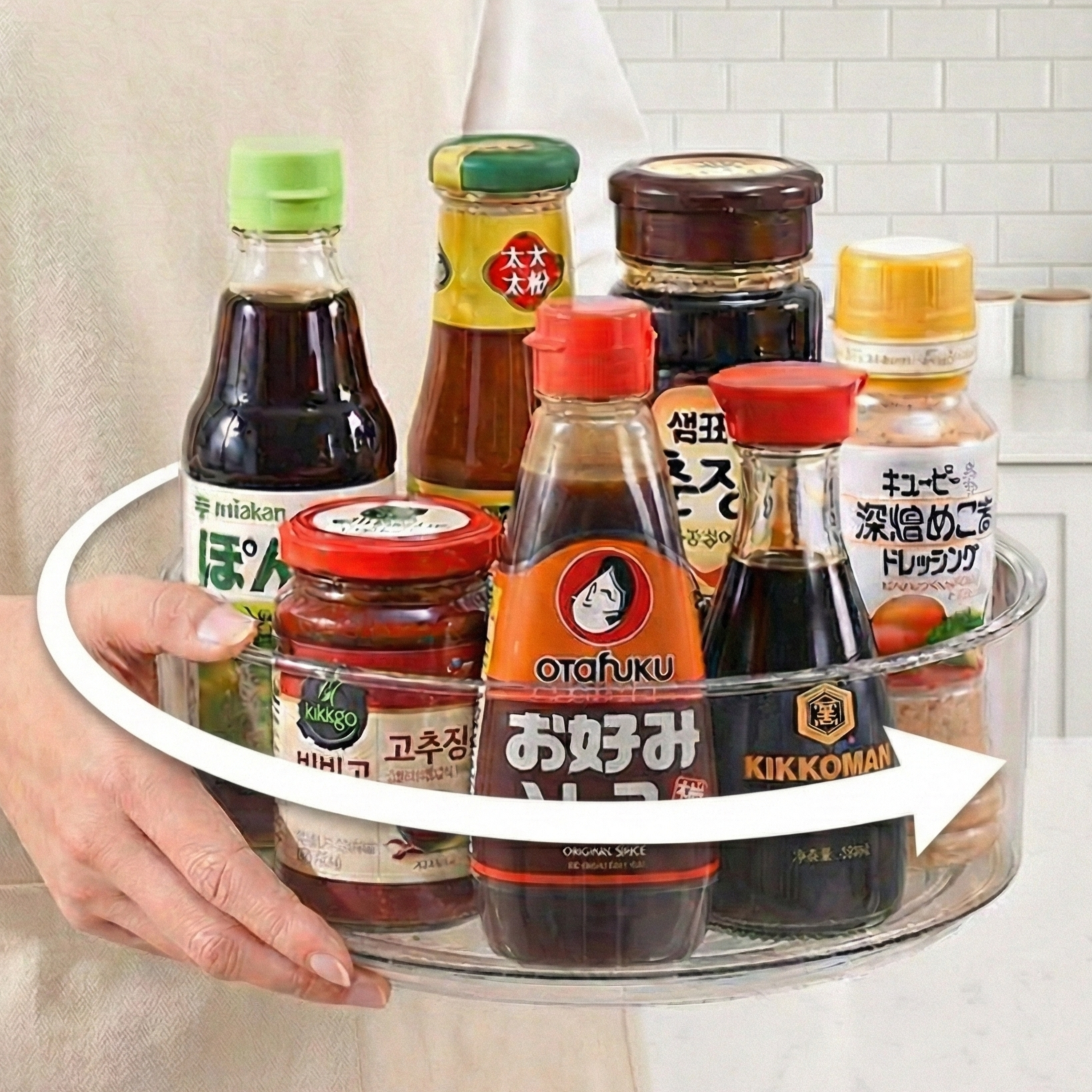 벨로브 깔끔정리 미끄럼 방지 회전 양념통 트레이 9,610원